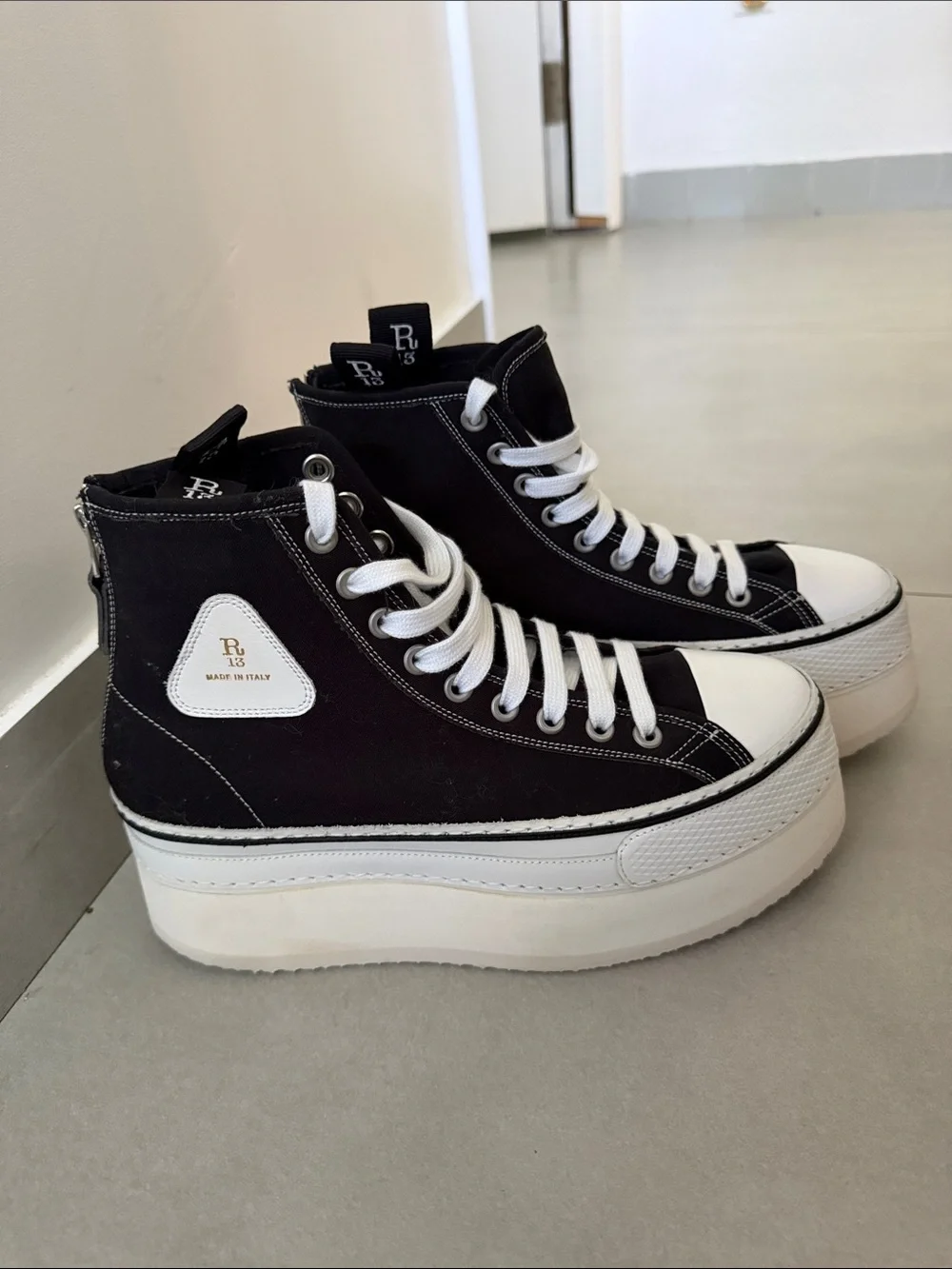 R13 Black Courtney Platform Sneakers 39 us9